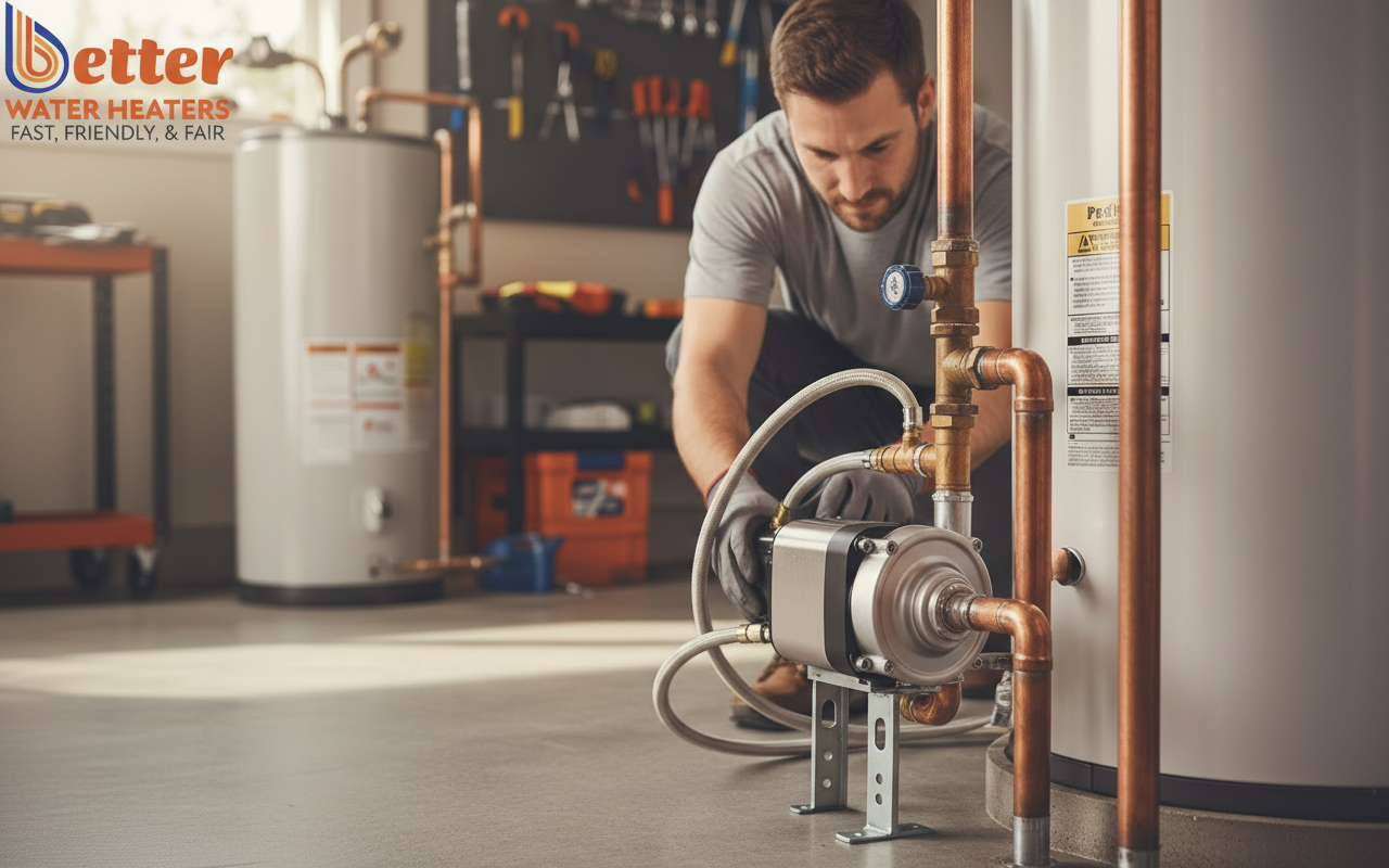 Professional installation of a water heater recirculation pump in a Bay Area home