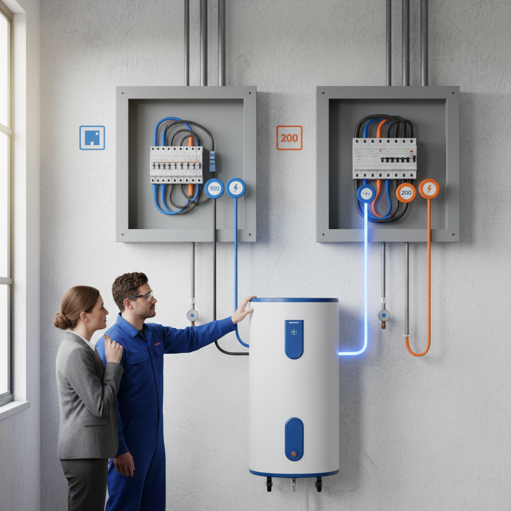 Infographic explaining NEC 220.82 load calculation for water heaters
