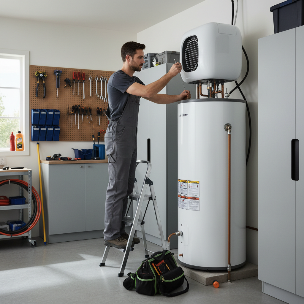 Professional installation of a powered anode rod upgrade to prevent heat pump tank failure