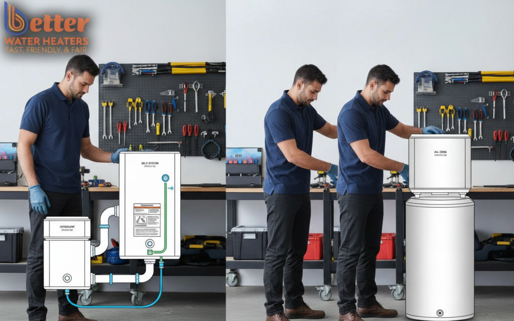 Comparison of CO2 heat pump water heater vs R-134a unit designs