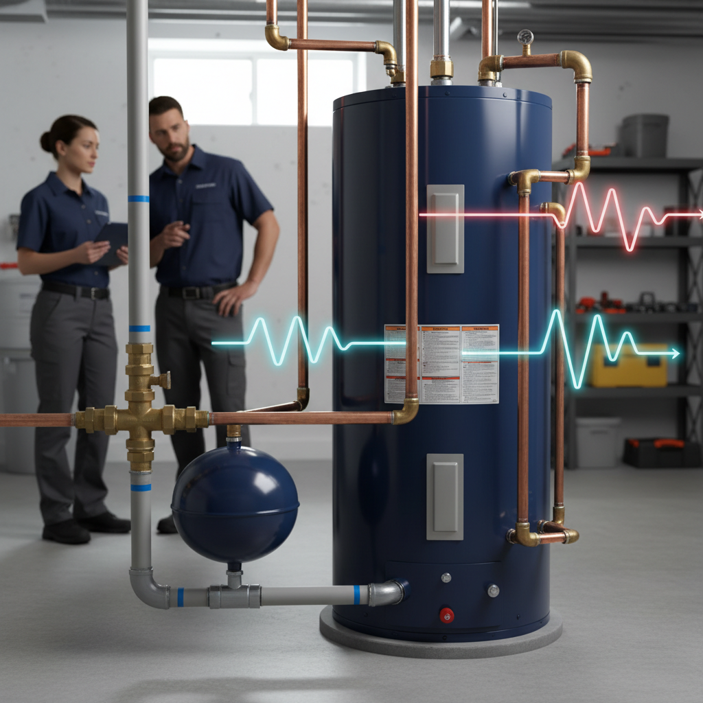 Infographic of a closed loop plumbing system showing thermal expansion flow