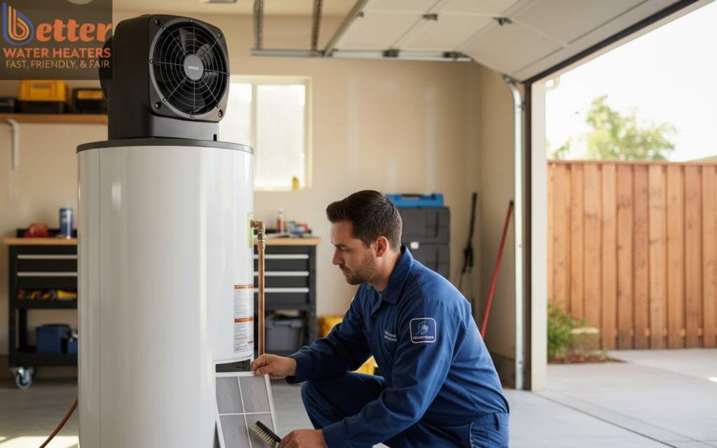 Professional heat pump maintenance being performed by a specialist in the Bay Area