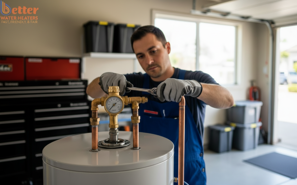 Professional installation of a mixing valves vs. tank temperature setup in a residential home