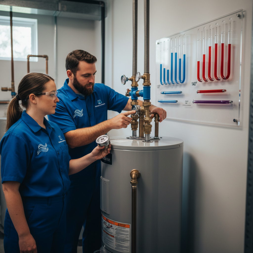 Infographic showing increased water heater capacity with mixing valves vs. tank temperature adjustments