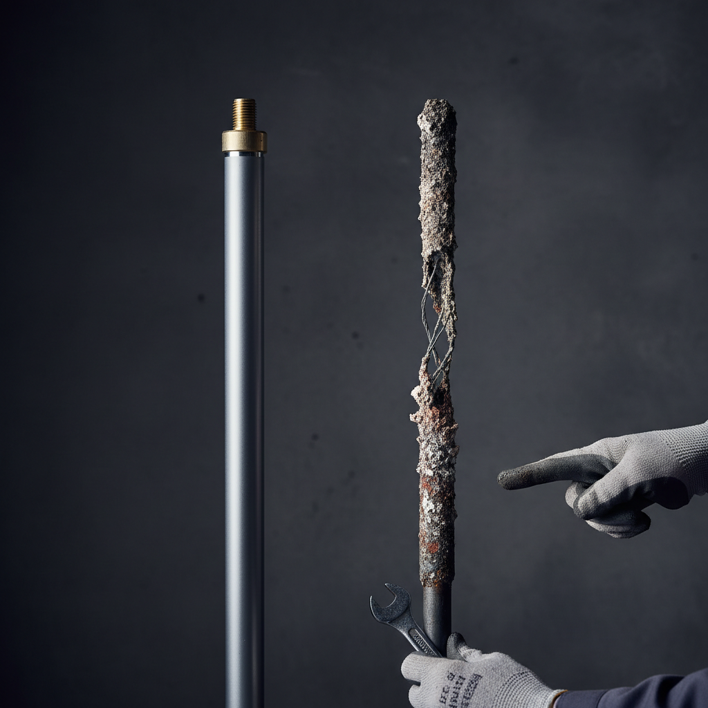 Comparison of new vs corroded anode rod affecting water_heater_warranty
