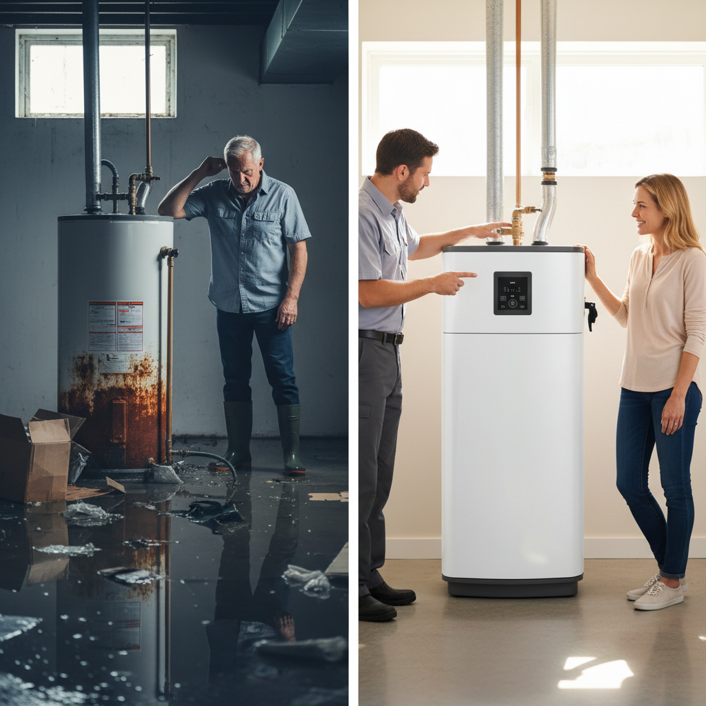 Comparison between emergency water heater replacement costs and planned appliance upgrade savings