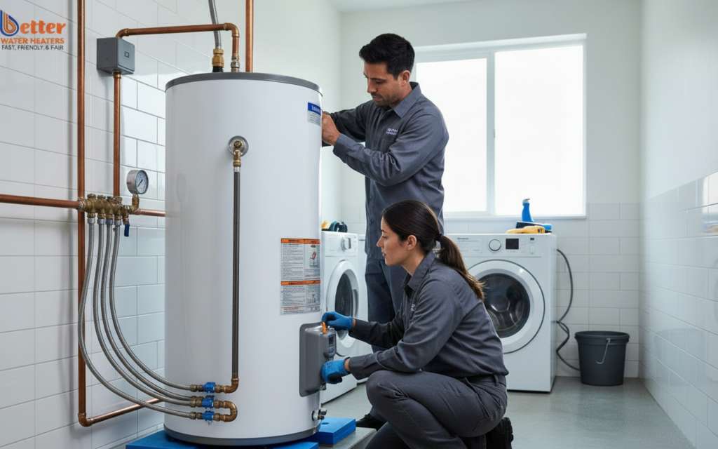 Indoor heat pump installations featuring vibration isolation mounts and professional plumbing
