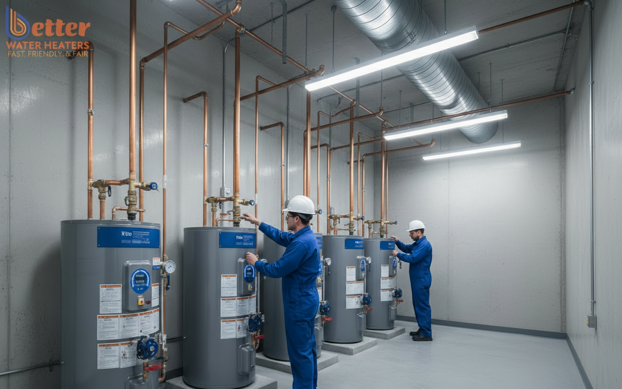 Commercial multi-unit hot water sizing installation in a Bay Area apartment building