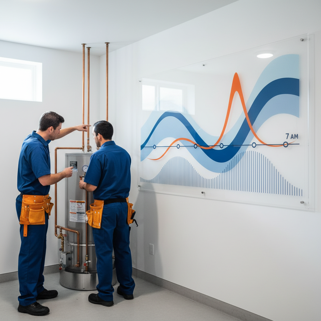Thermal load calculation chart showing peak-hour demand for multi-family housing