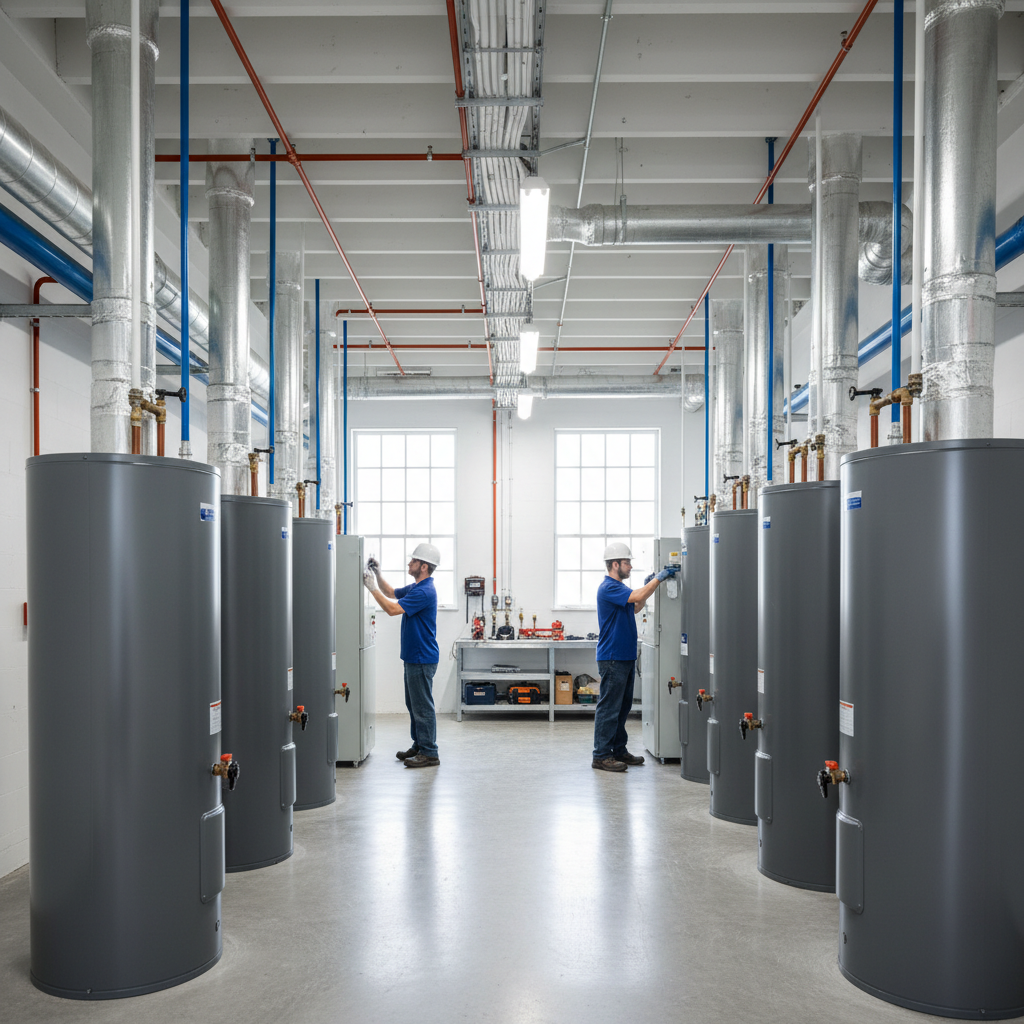 High-efficiency heat pump water heater array for building decarbonization