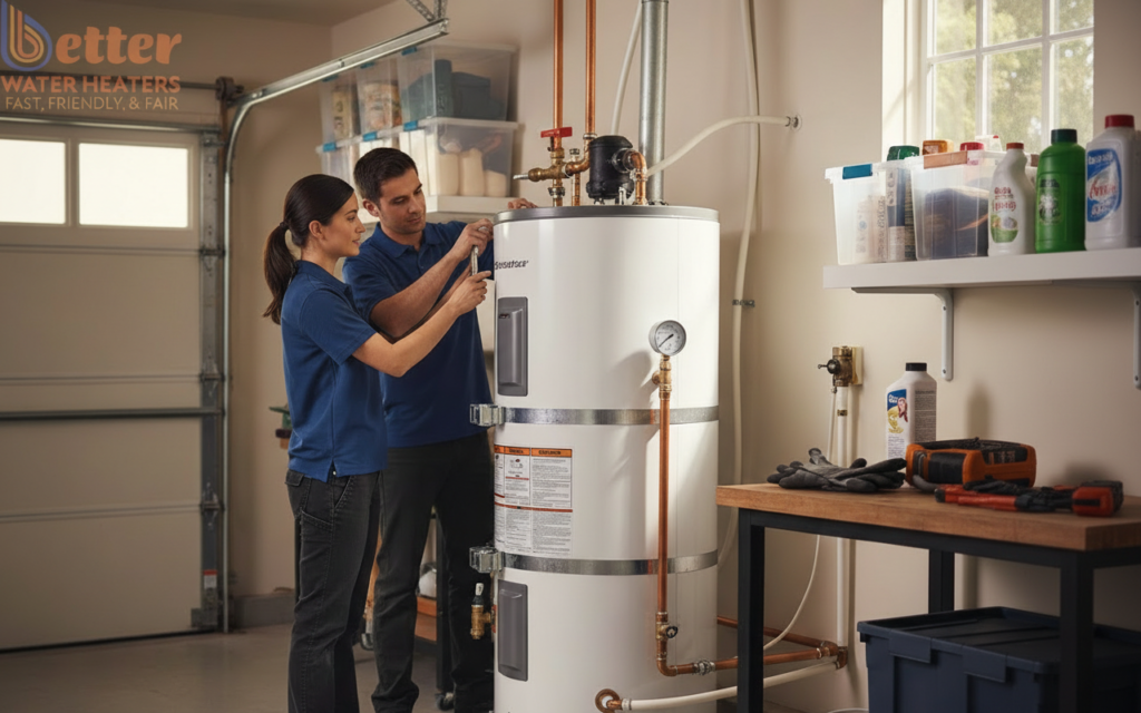 Professional hybrid heat pump installation showing high thermal recovery rate components