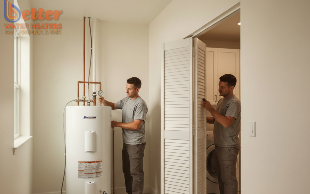 A professional installation showing heat pump ventilation requirements in a residential home