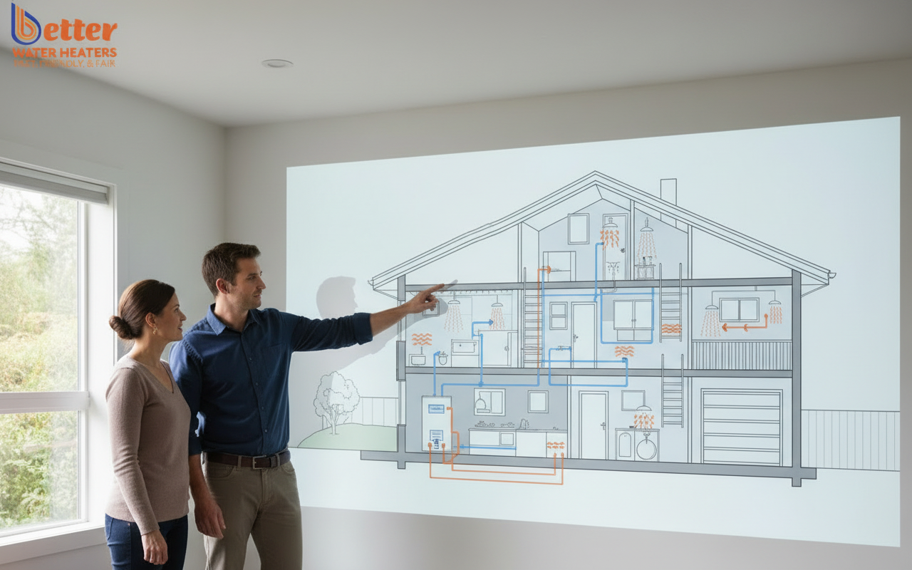 Technical diagram of a hot water load profile for a multi-generational home with ADU