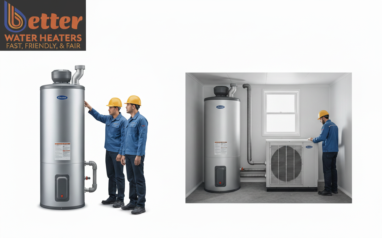 Comparison of hybrid vs split system heat pump architecture showing indoor and outdoor components
