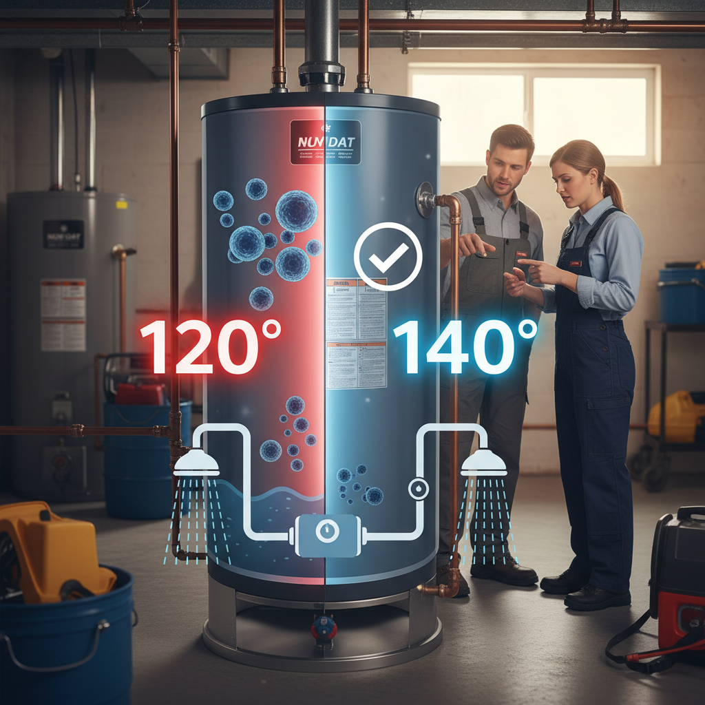 Infographic explaining water heater bacteria prevention and hot water capacity hack