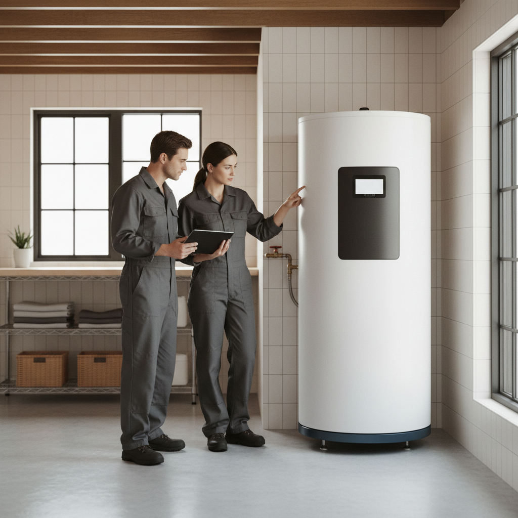 Heat Pump Water Heater Upgrade Modern heat pump water heater representing high-efficiency home sale prep