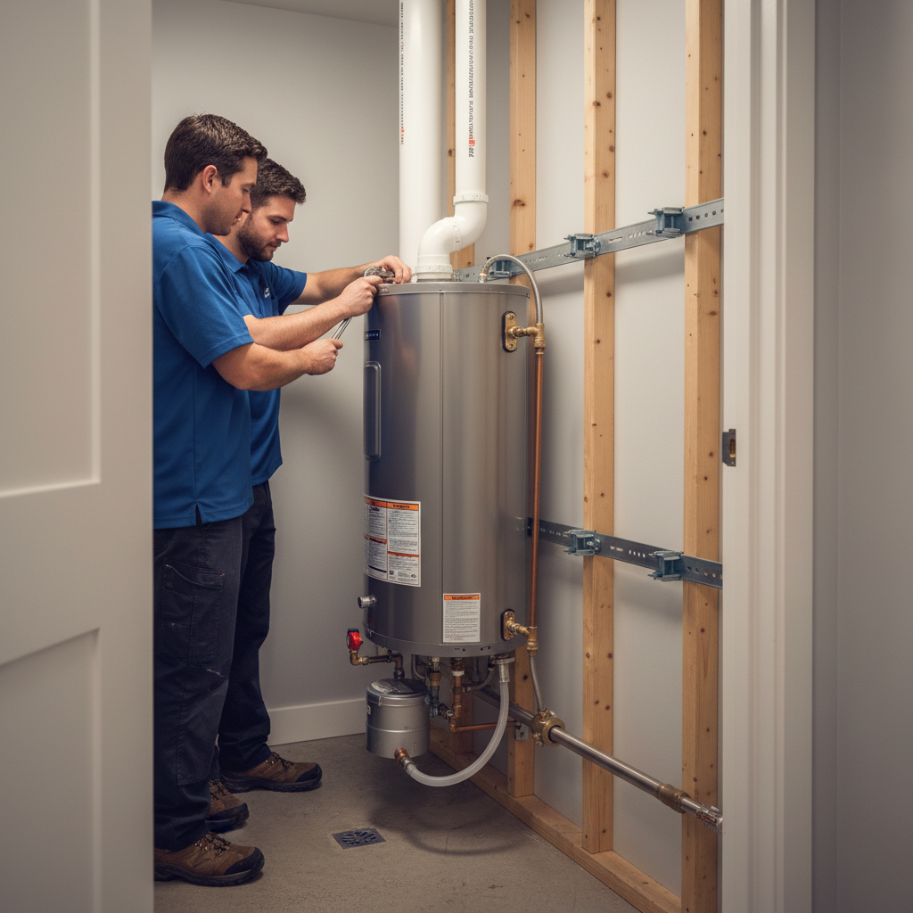 Professional Category IV Venting Installation High-efficiency water heater exhaust with Category IV venting and seismic braces