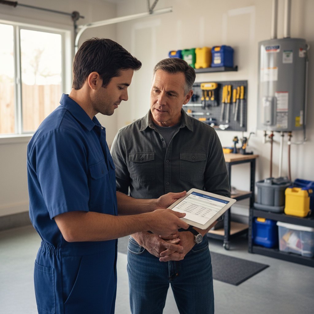 Bay Area landlord discussing rental property water heater strategy with a specialist