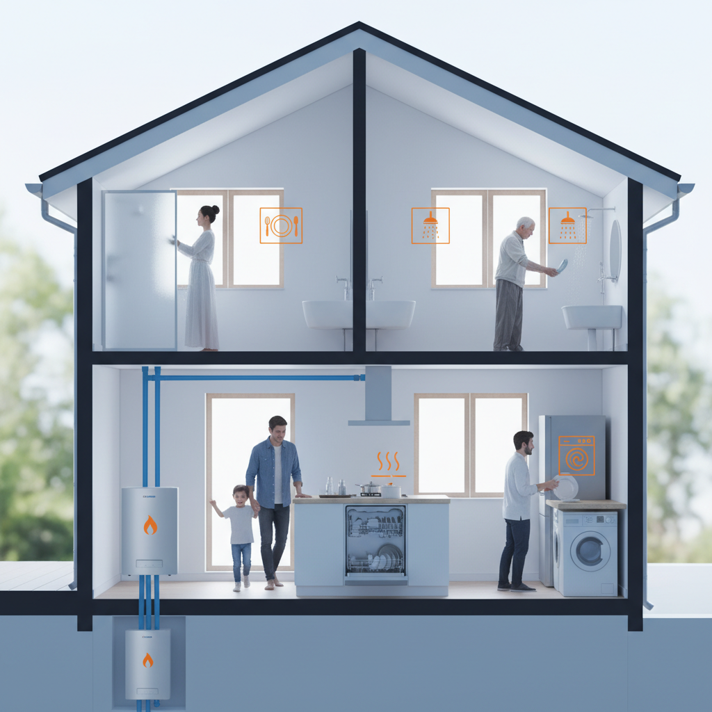 Peak Hour Demand Visualization Infographic showing peak hour demand in a multi-generational home