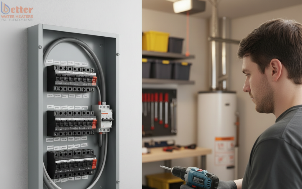 A residential electrical panel capacity audit showing circuit labels for electrification