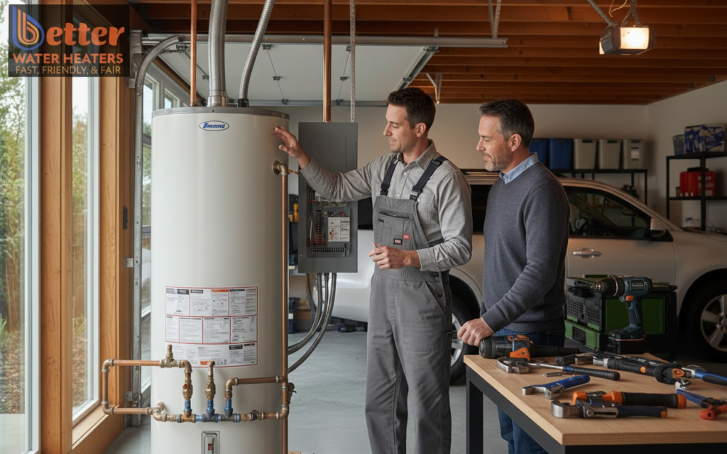 Professional heat pump water heater sizing consultation in a Bay Area home