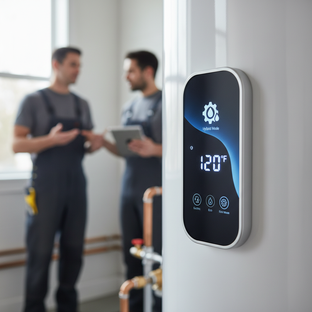 Digital interface of a heat pump water heater showing recovery rate optimization settings
