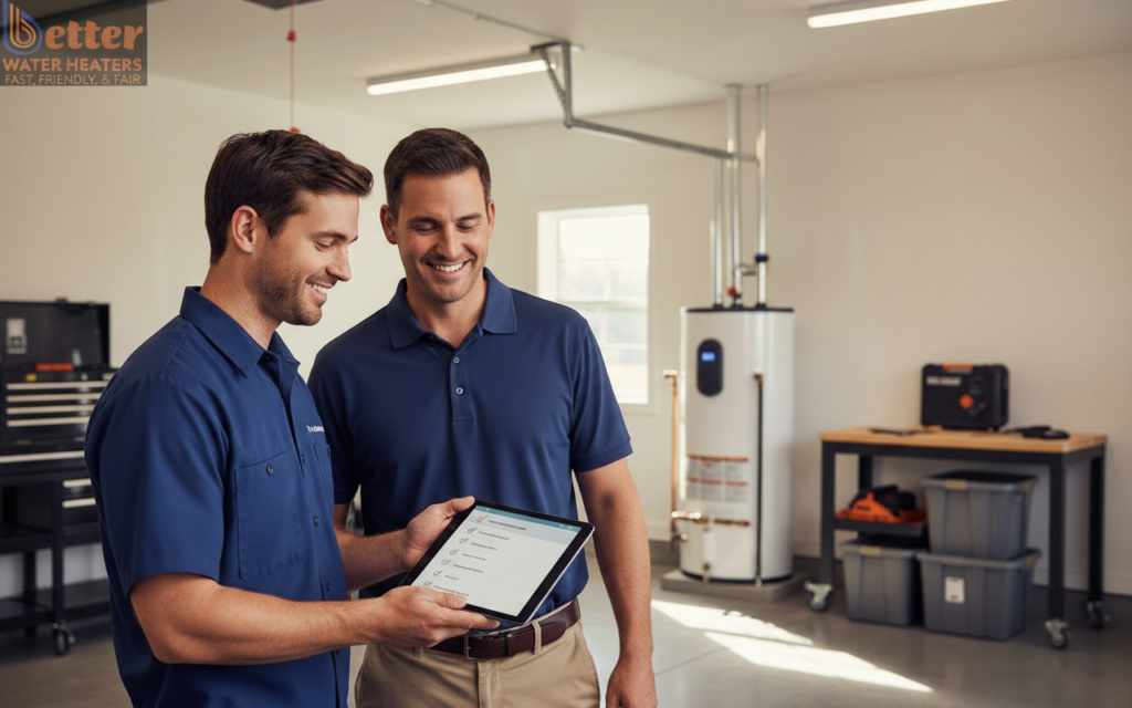 Professional hot water demand audit being performed in a San Jose home