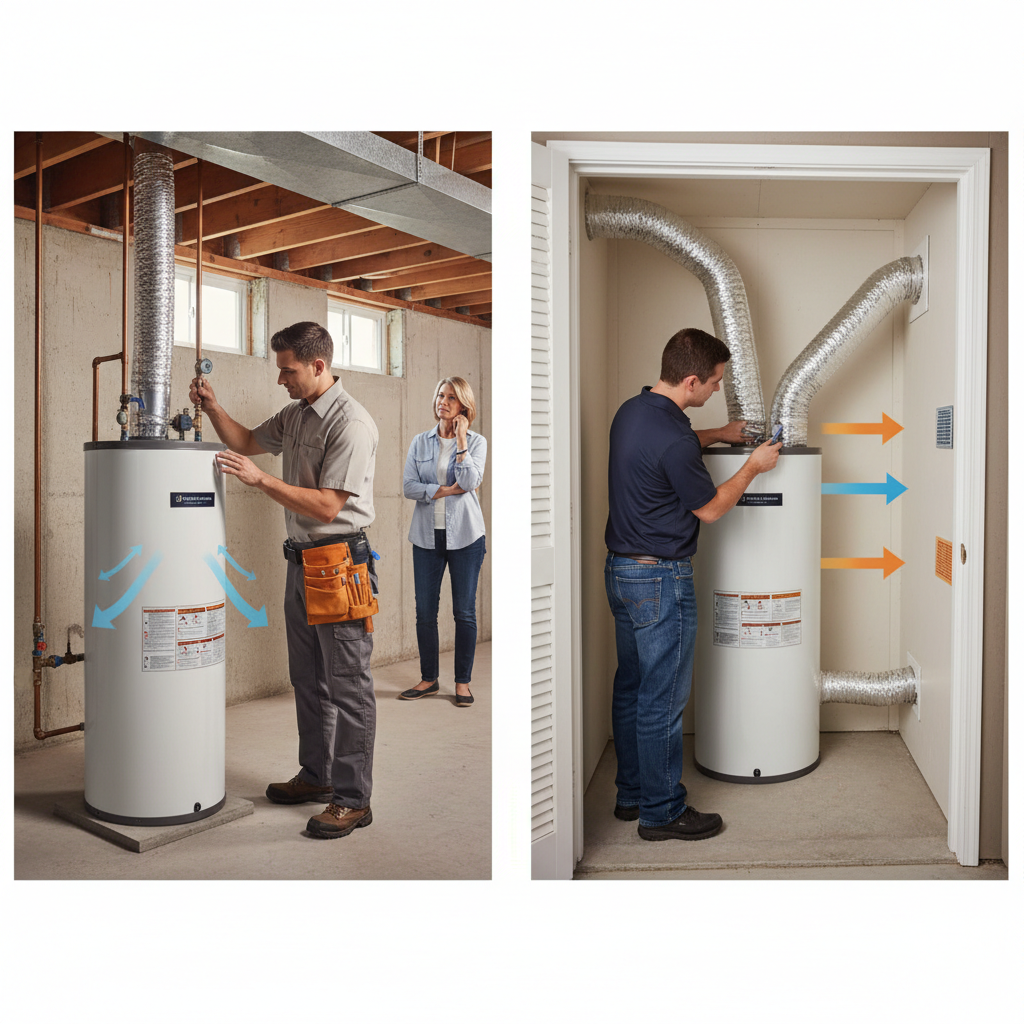 Diagram of heat pump ducting options for small spaces