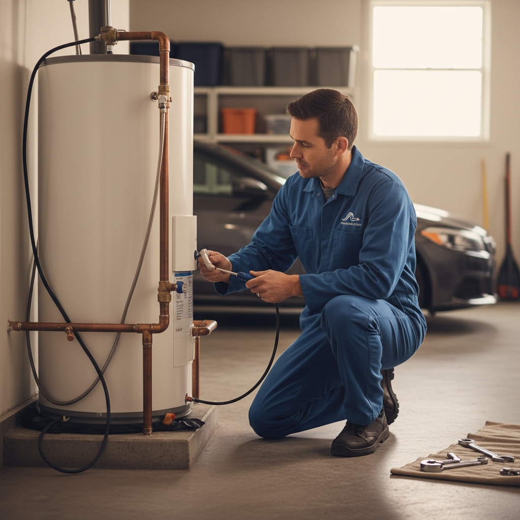 Expert technician performing a multi-unit water heater sizing audit