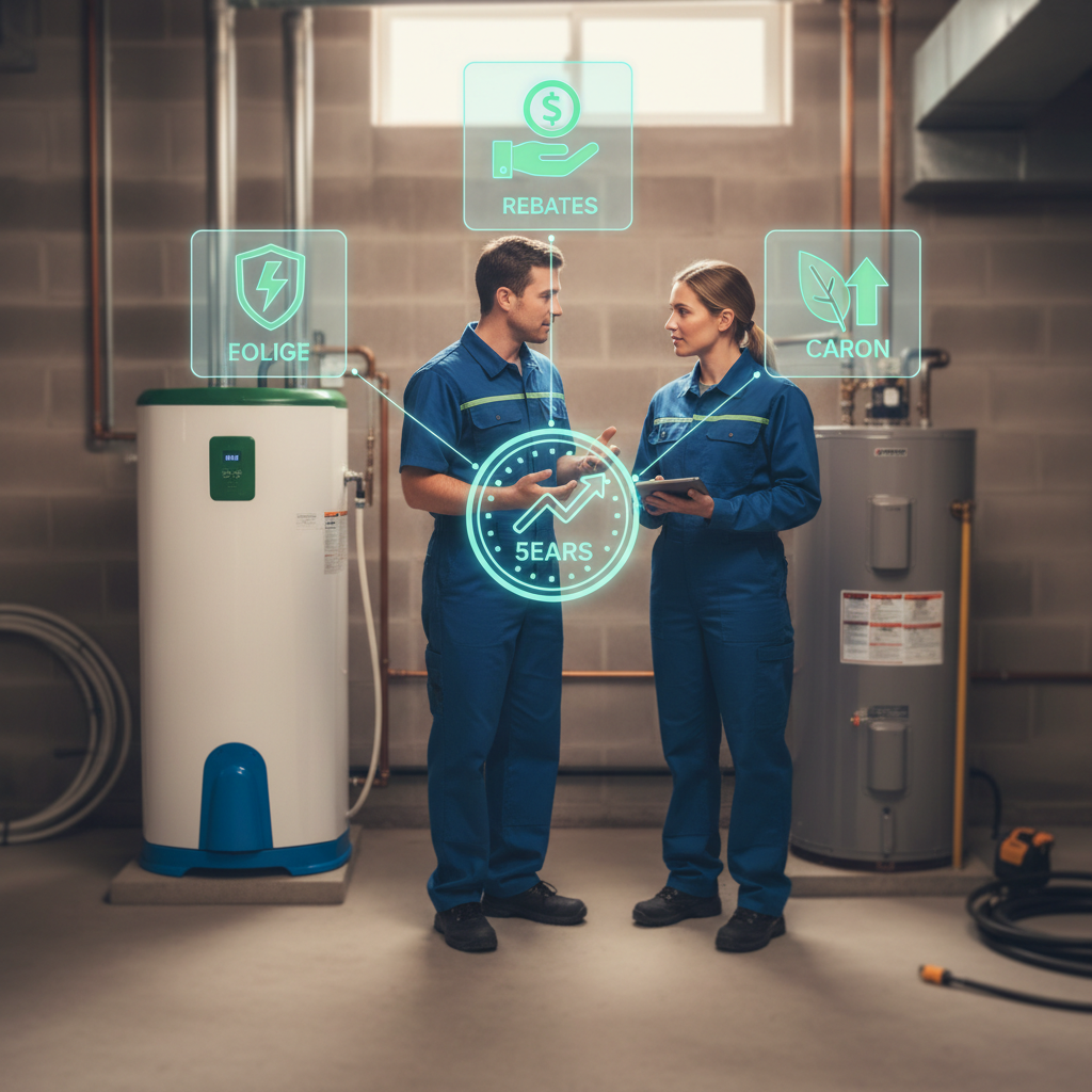 Infographic comparing ROI of different water heater specialists recommended technologies